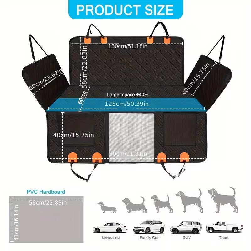 Australia Shop™ – Waterproof Dog Car Seat Hammock with Side Flaps (Hard Base)